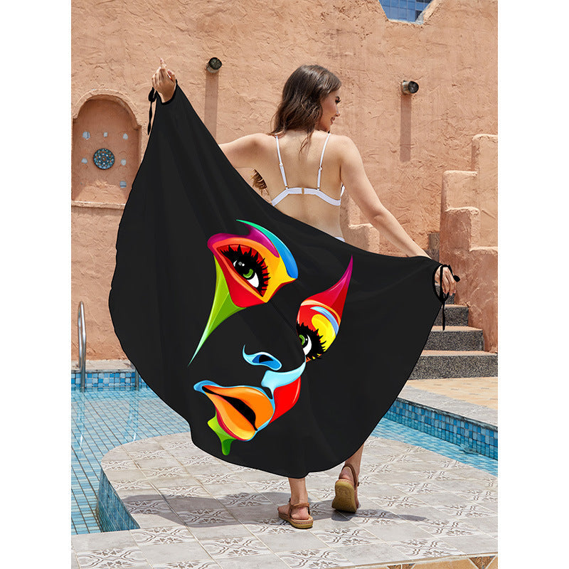 Women's Beach Robe with Creative Graphic Design Ivyshape