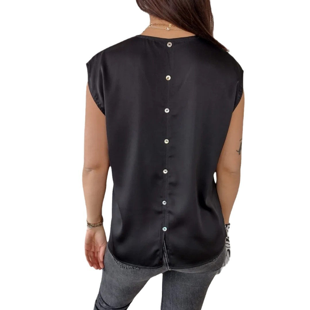 Women Satin V-Neck Relaxed Top Ivyshape