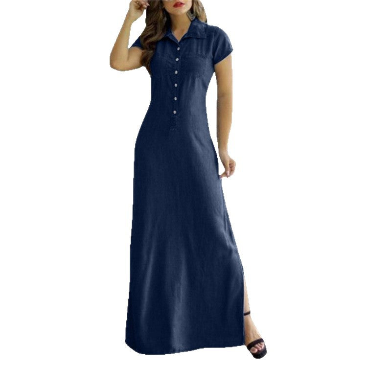 Women's shirt dress with elegant button design and side slit Ivyshape