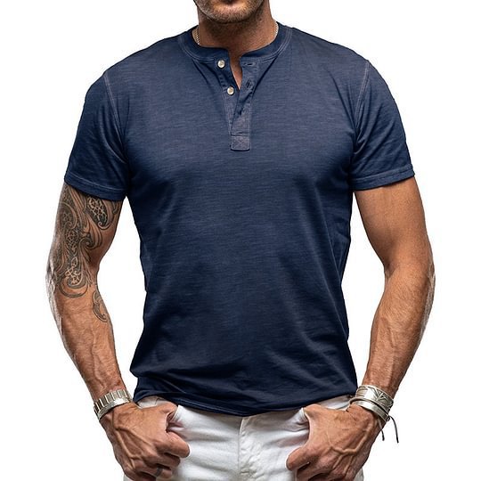 Men's short sleeve shirt with button placket Ivyshape