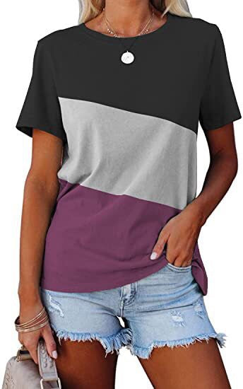 Women's Color Block Casual T-Shirt Ivyshape