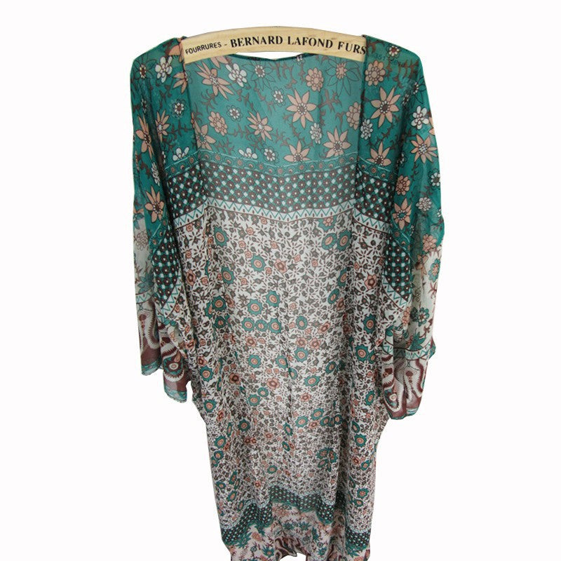 Women's Wrap Kimono with Floral Design and Loose Fit Ivyshape