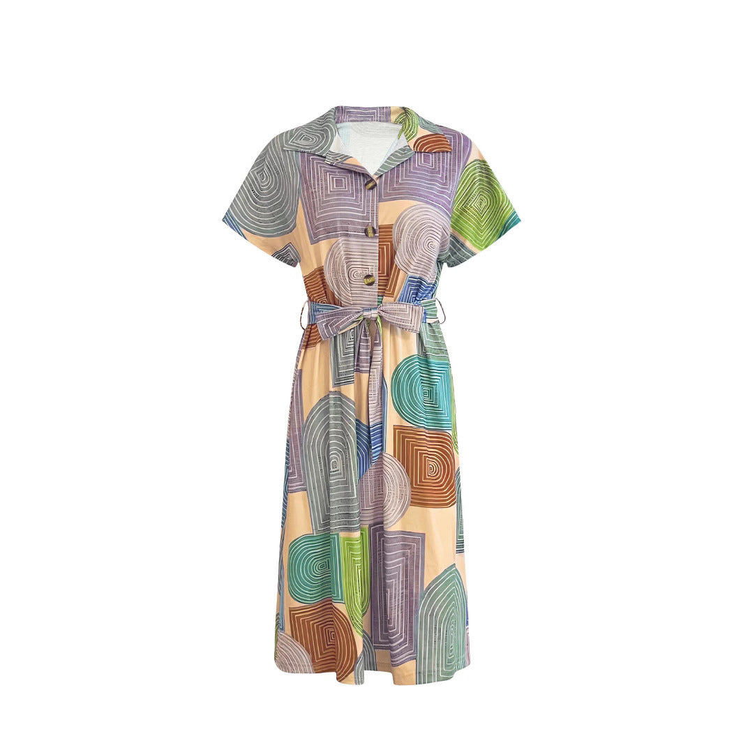 Ladies summer dress in modern geometric pattern Ivyshape