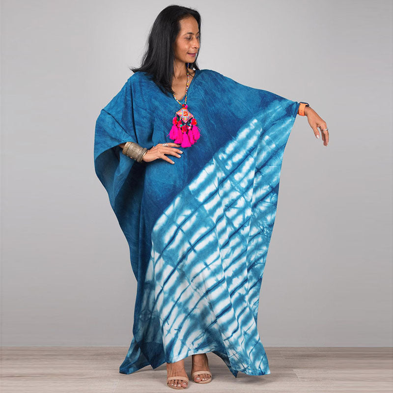 Women's Kaftan with Artistic Tie-Dye Design Ivyshape