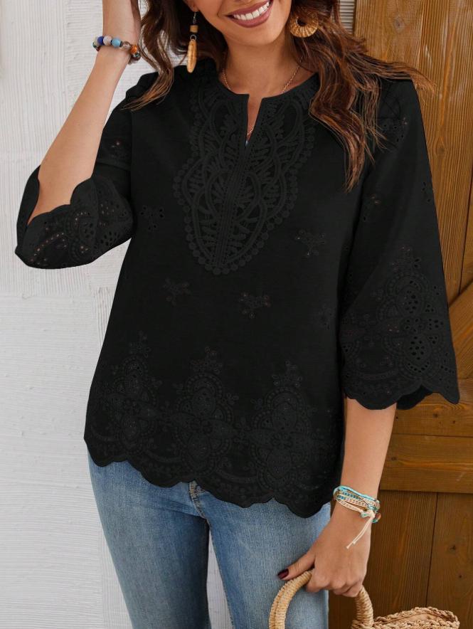 Ladies blouse with intricate embroidery Ivyshape