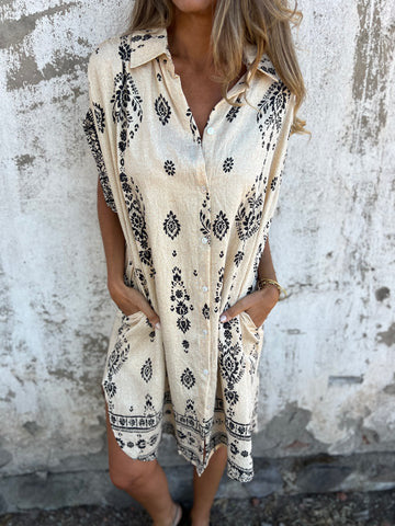 Women's Relaxed Bohemian Shirt Dress Ivyshape