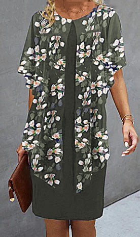 Women's beach dress with floral overlay Ivyshape