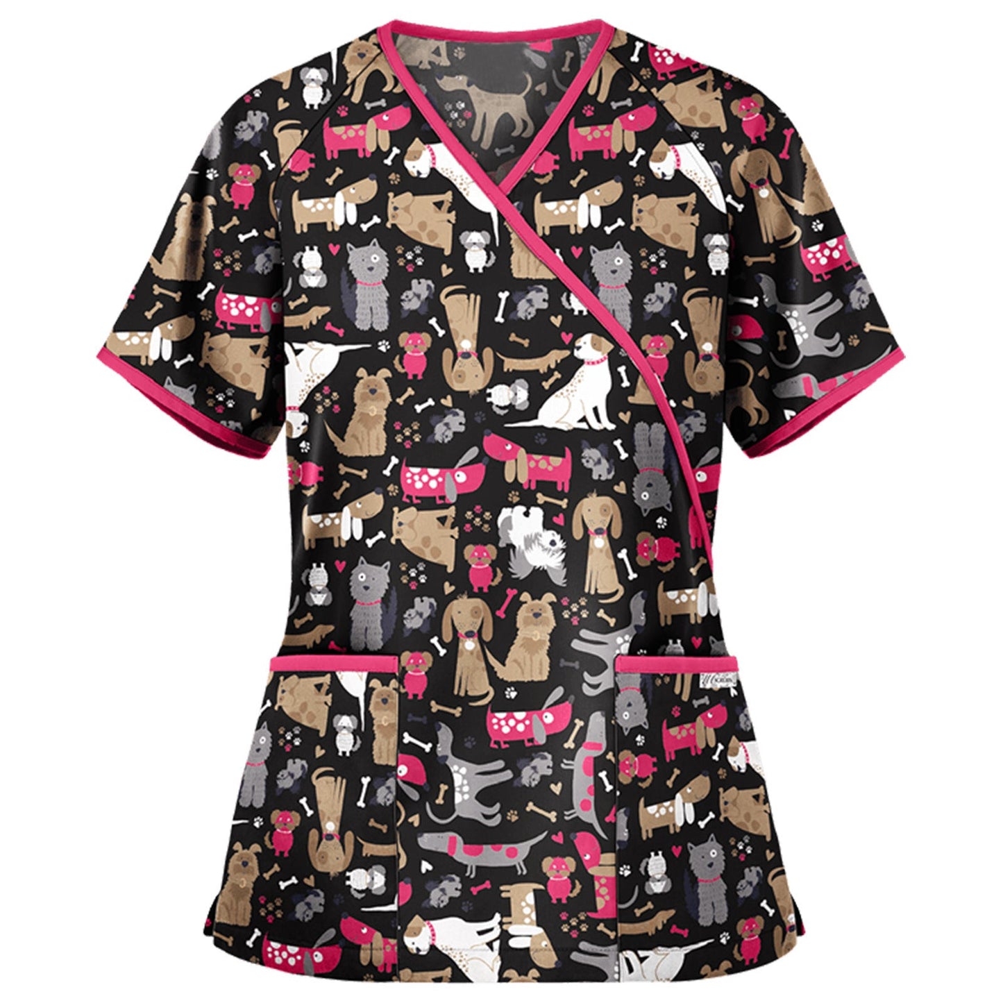 Ladies Sweet Animal Print Scrub Top Ivyshape