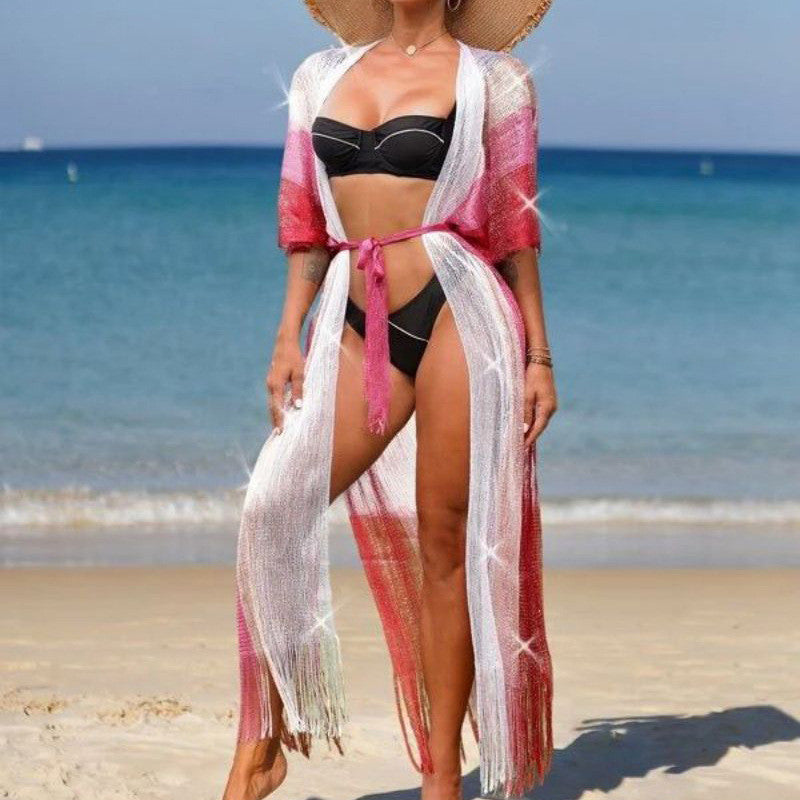Women's Elegant Beach Kimono with Modern Fringes Ivyshape