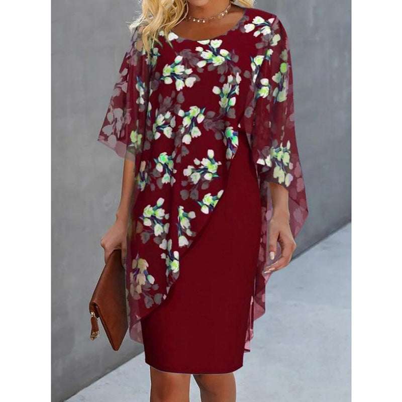 Ladies maxi dress with floral overlay Ivyshape