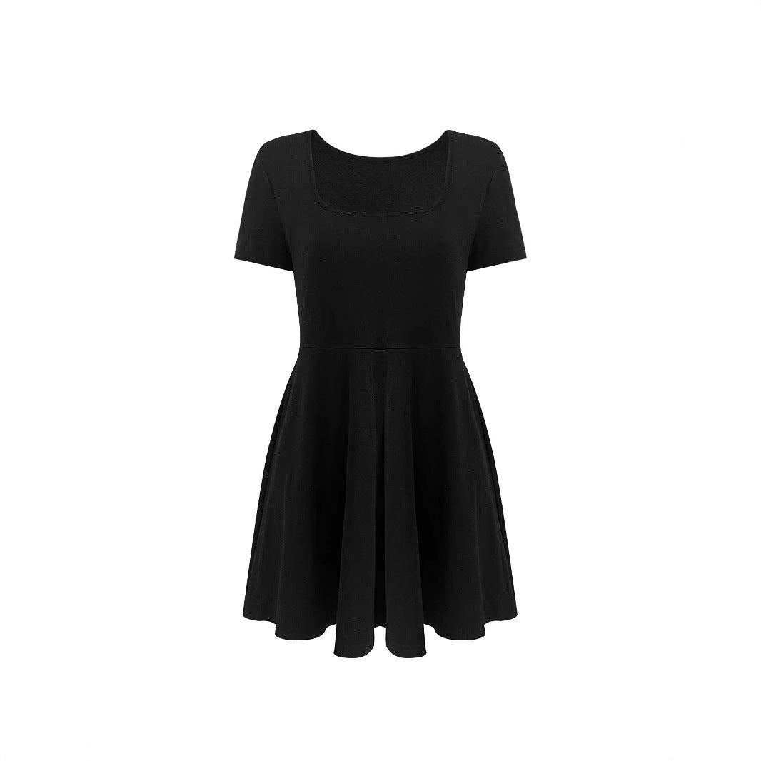 Ladies Round Neck Dress with Swinging Skirt Ivyshape