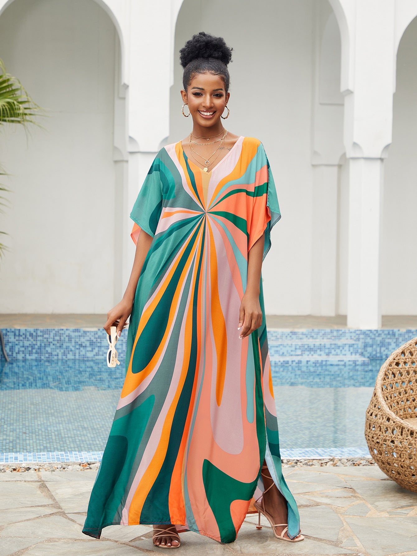 Women’s maxi dress in artistic spiral design Ivyshape