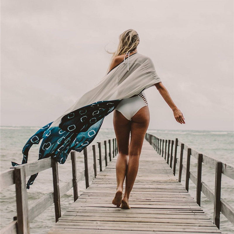 Women's beach top with flowing silhouette and handcrafted pattern Ivyshape
