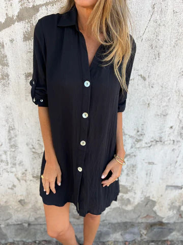 Women's Chic Button Closure Shirt Dress Ivyshape