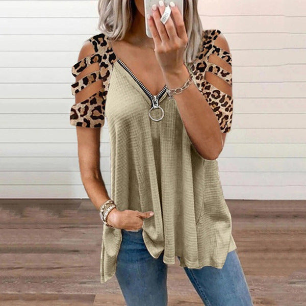 Women Trendy Zipper Detail Cutout Top Ivyshape