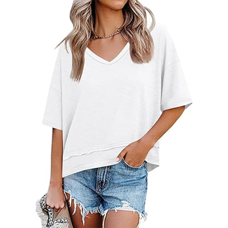 Women's Casual V-Neck Oversized T-Shirt Ivyshape