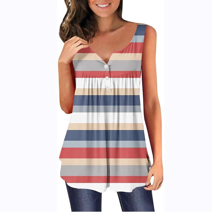Women's striped sleeveless tunic top Ivyshape