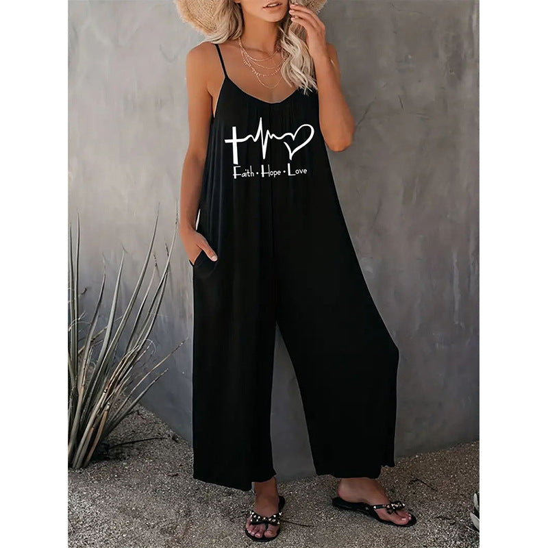 Ladies casual jumpsuit with deep V-neck and practical pockets Ivyshape