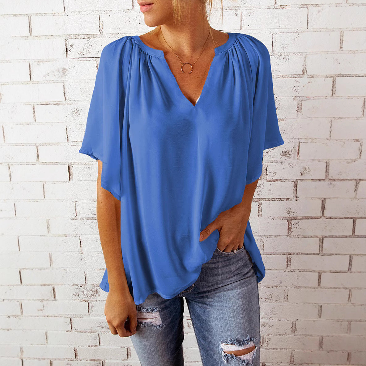 Ladies elegant chiffon blouse Ivyshape