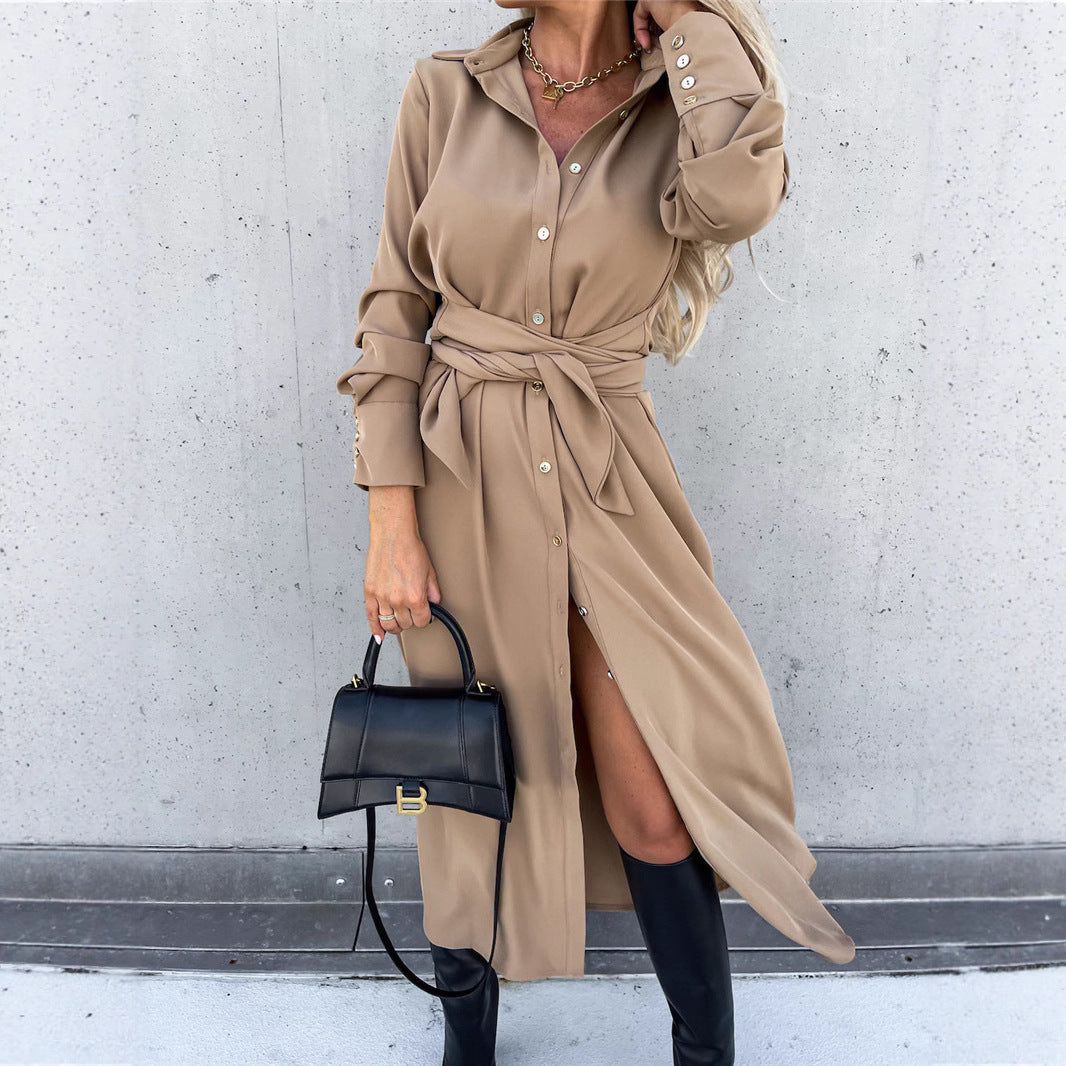 Ladies' shirt dress with fitted belt Ivyshape