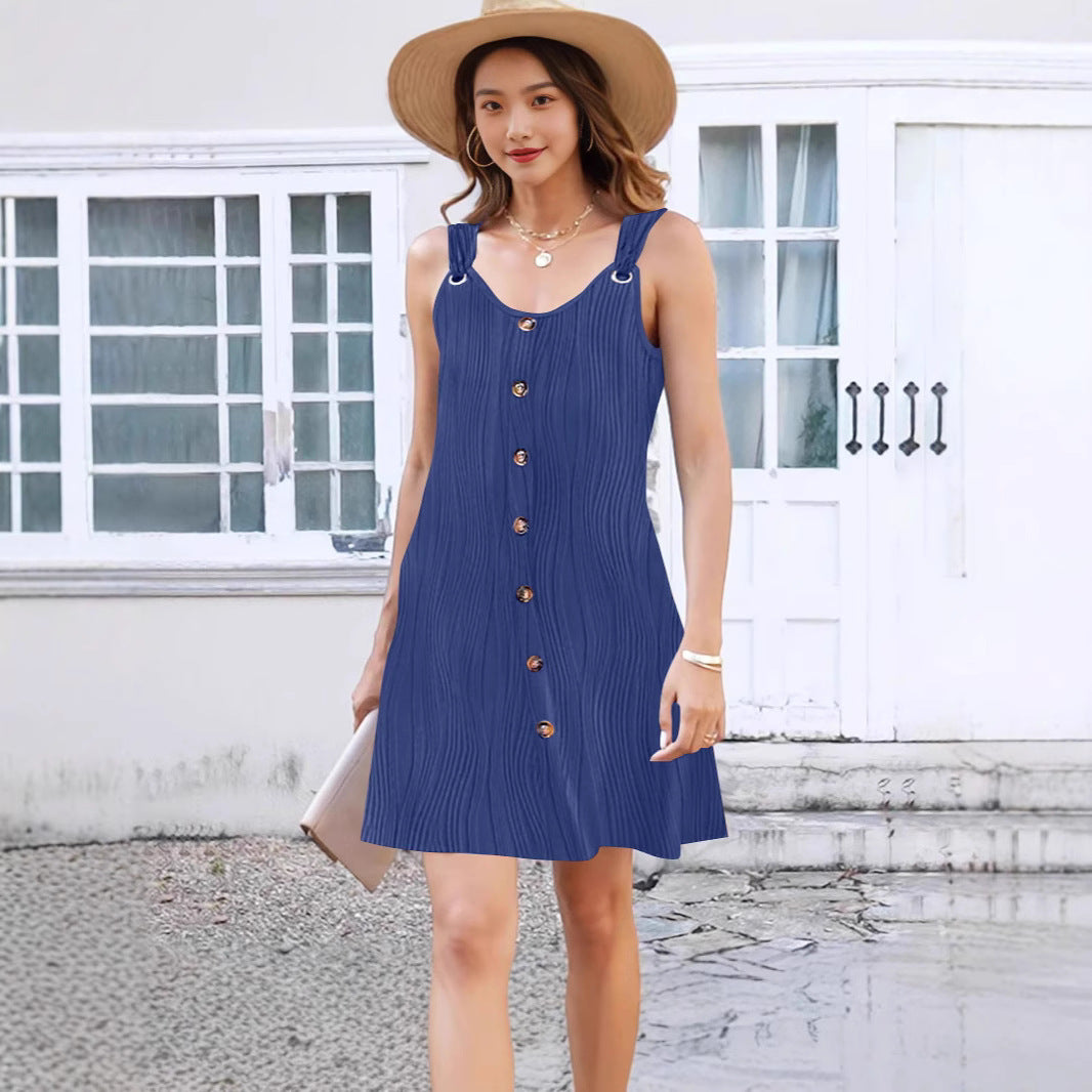 Women Casual Button-Down A-Line Dress Ivyshape
