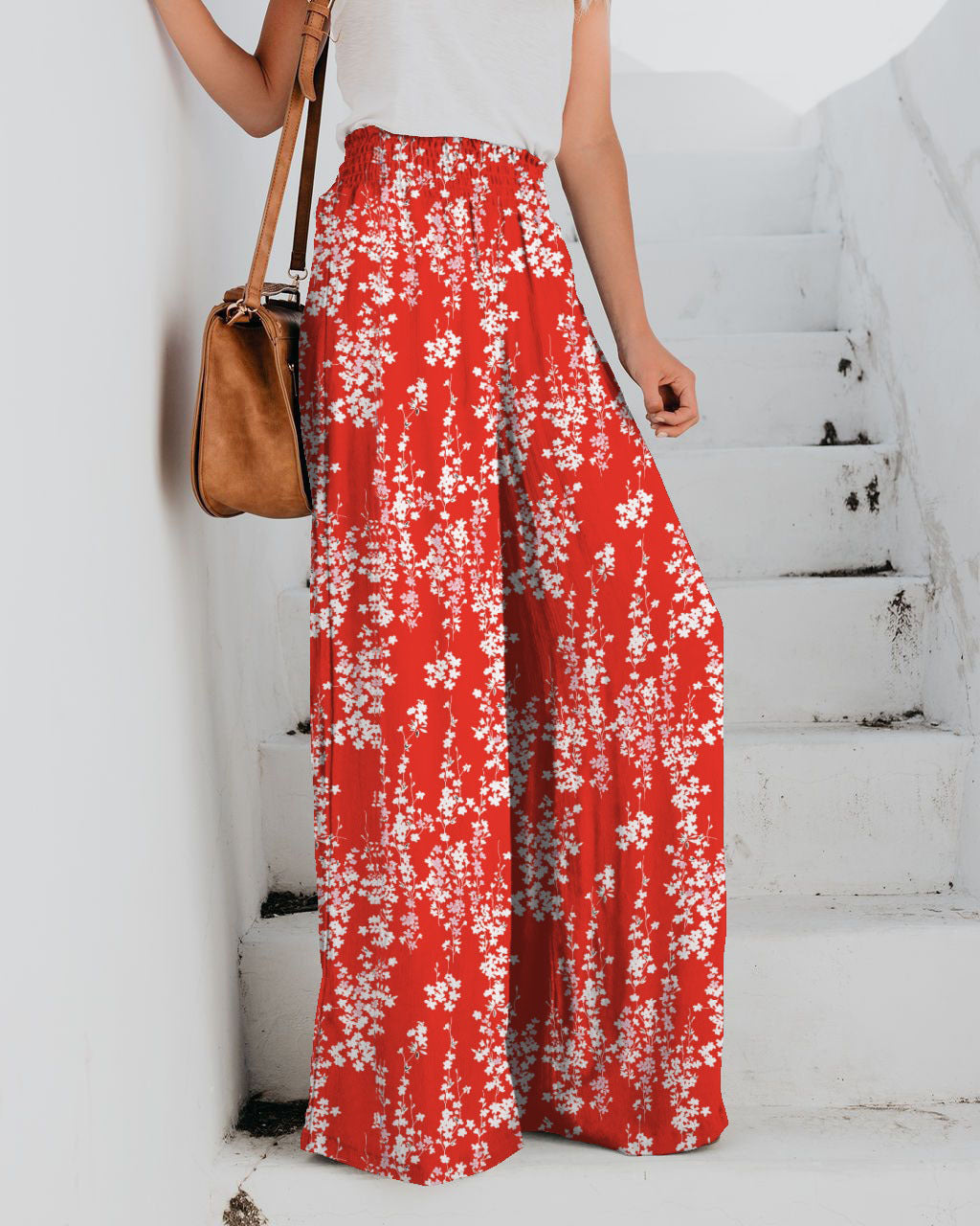 Women's Floral Print Wide Pants Ivyshape