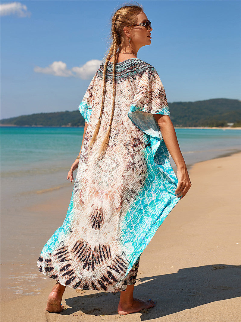 Women’s Beach Kaftan with Artistic Pattern Mix Ivyshape