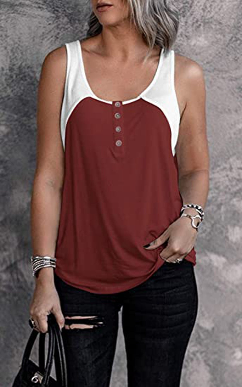 Women's military cut top with button placket Ivyshape
