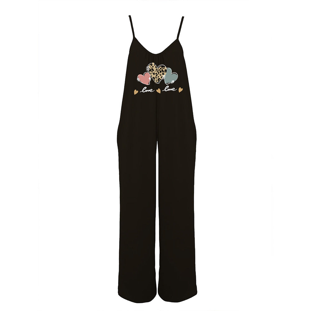 Women's jumpsuit with modern heart design and wide cut Ivyshape