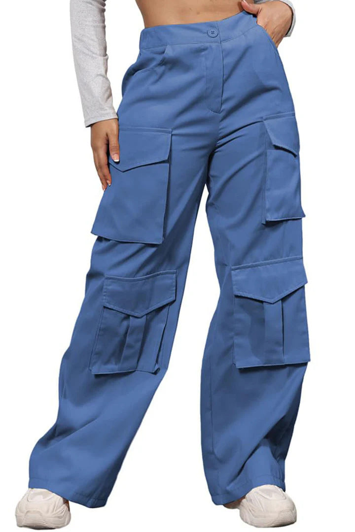 Ladies Stylish Wide Cargo Pants Ivyshape