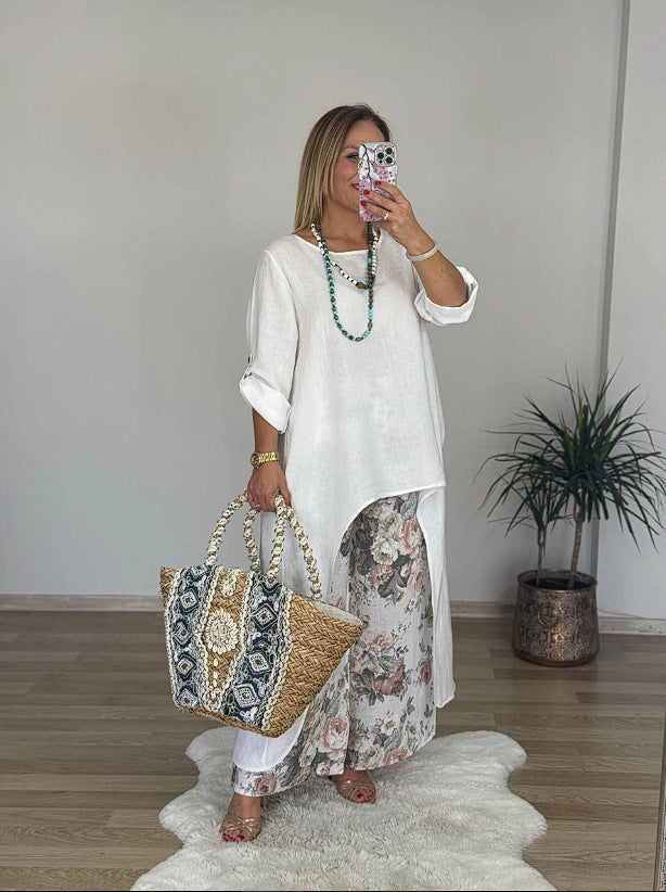 Women Relaxed Fit Linen Tunic Top Ivyshape