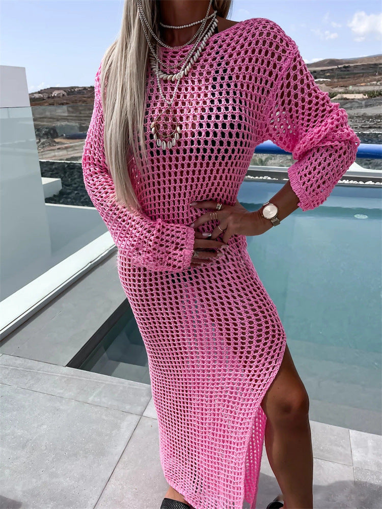 Women's knitted mesh dress with elegant cut and trendy design Ivyshape