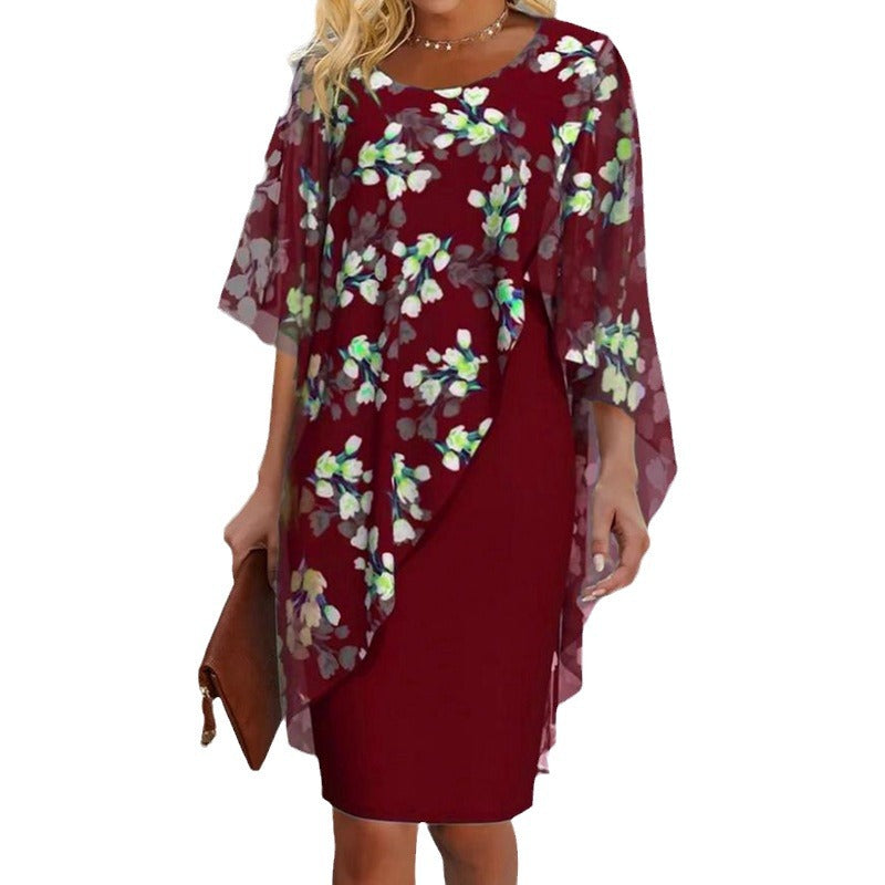 Ladies maxi dress with floral overlay Ivyshape