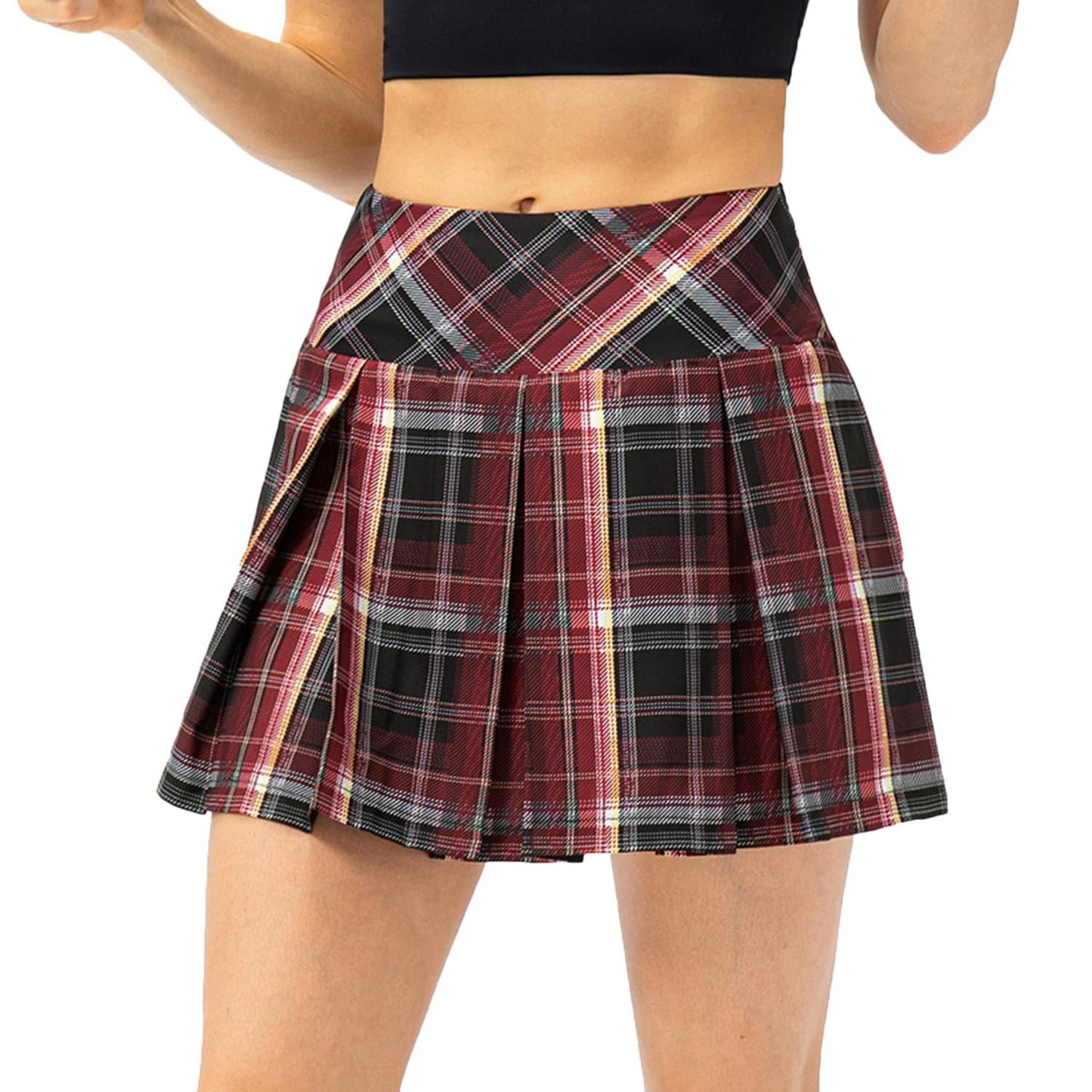 Women Pleated Skirt Checkered Mini Skirt Ivyshape