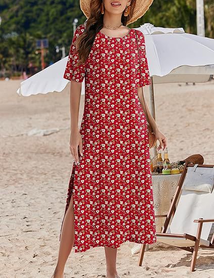 Women's Bohemian Style Maxi Dress with Side Slits Ivyshape