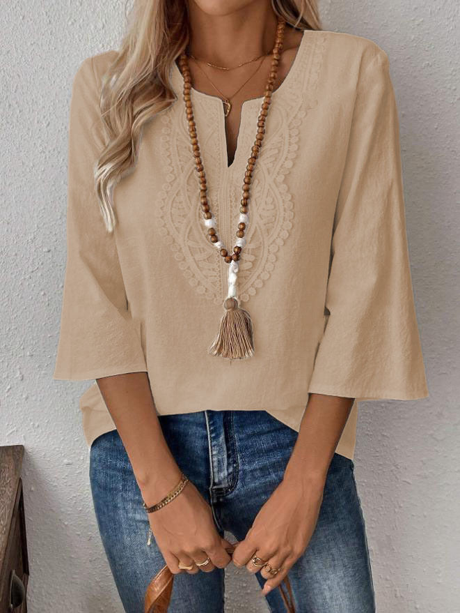 Women's casual blouse with detailed embroidery Ivyshape