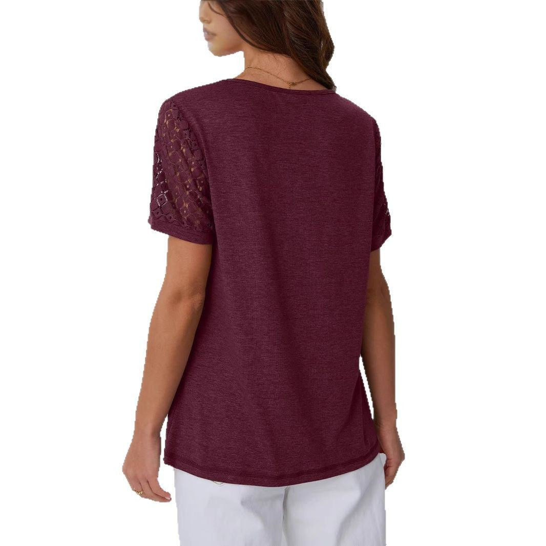 Ladies T-shirt with lace and short sleeves Ivyshape
