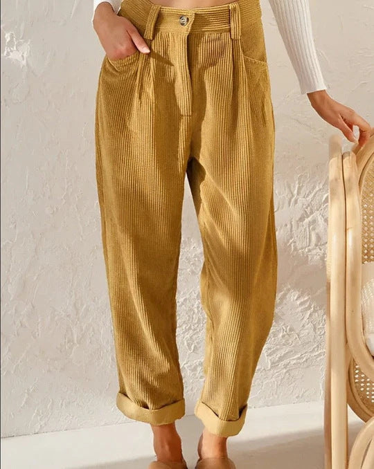 Women's High-Waisted Textured Pants Ivyshape