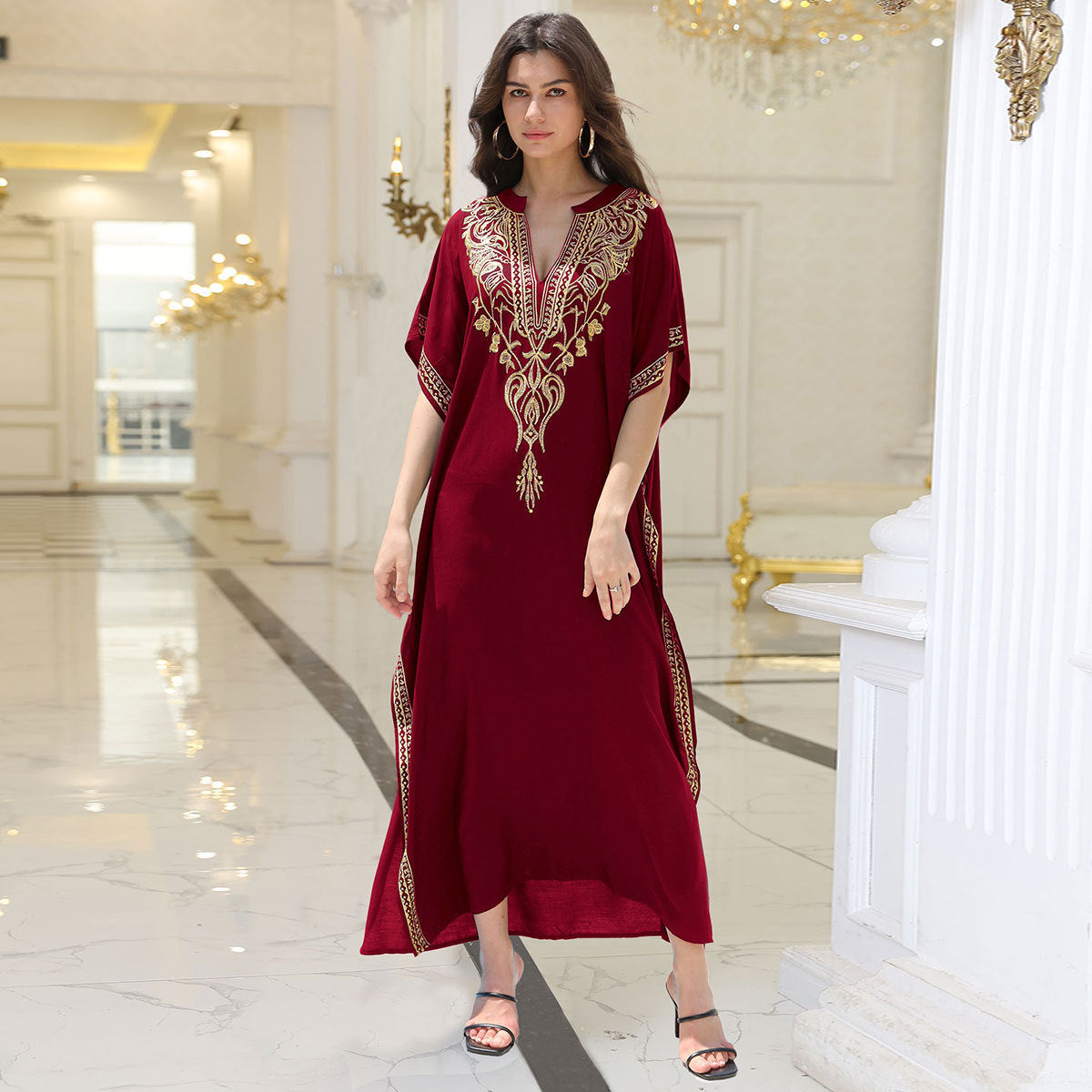 Ladies Maxi Dress with elaborate embroidery and airy silhouette Ivyshape