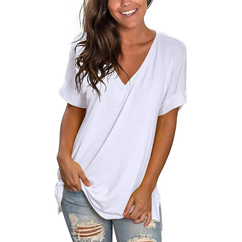 Ladies Casual V-Neck T-Shirt Ivyshape