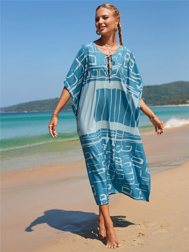 Women's lightweight beach tunic with modern graphic design Ivyshape