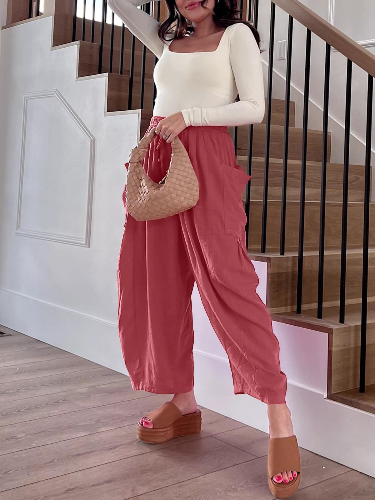 Ladies stylish comfortable cargo pants Ivyshape