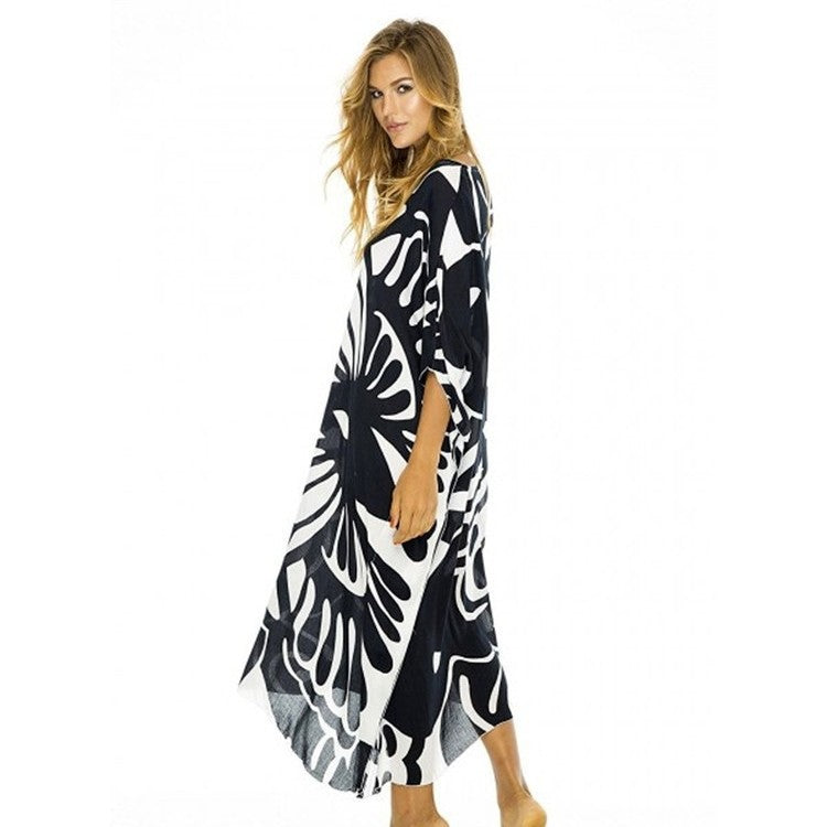 Ladies elegant Kaftan with modern floral pattern Ivyshape