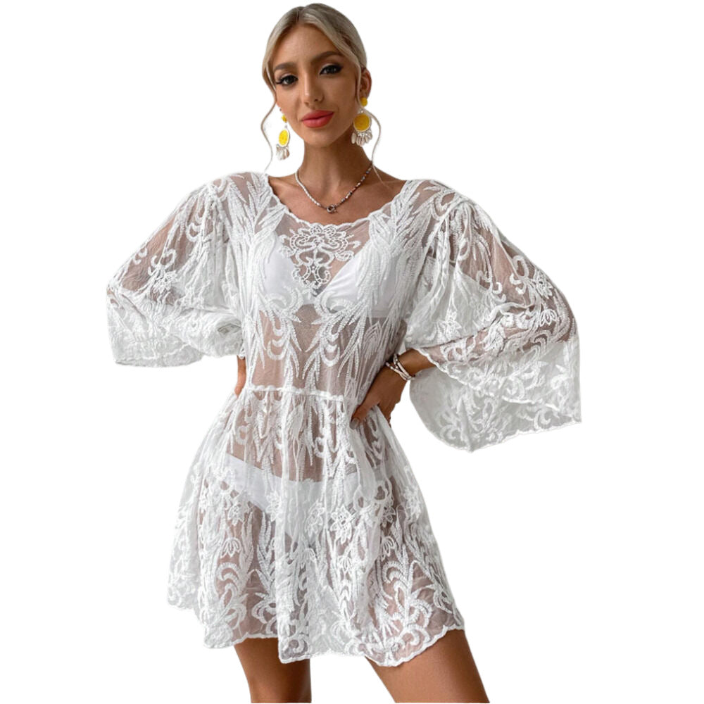 Women elegant lace beach dress Ivyshape