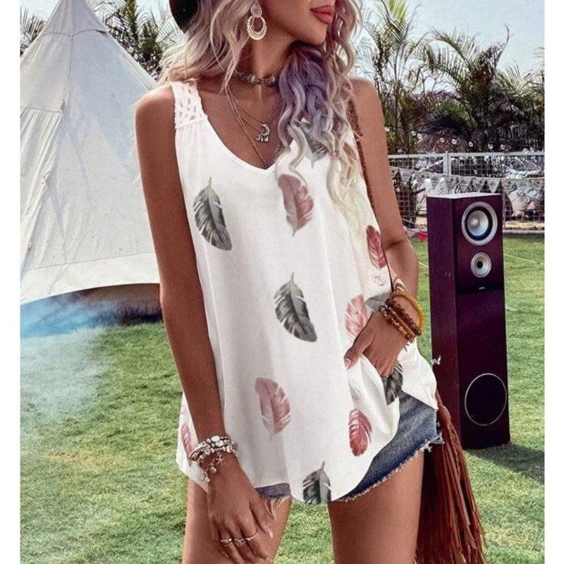 Women's summery blouse with leaf design Ivyshape