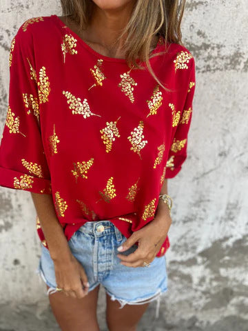 Ladies Light Blouse with Sequin Accents Ivyshape