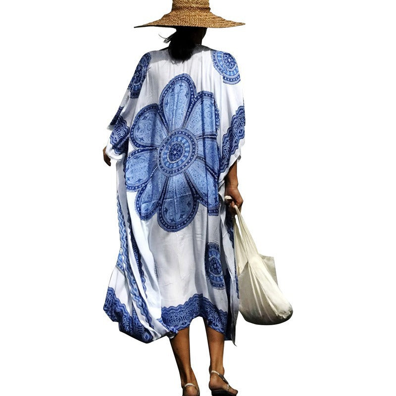 Women's Airy Beach Dress with Artistic Mandala Pattern Ivyshape