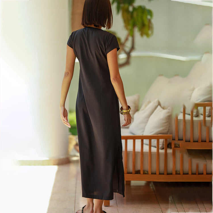 Women’s maxi dress with elegant embroidery design Ivyshape