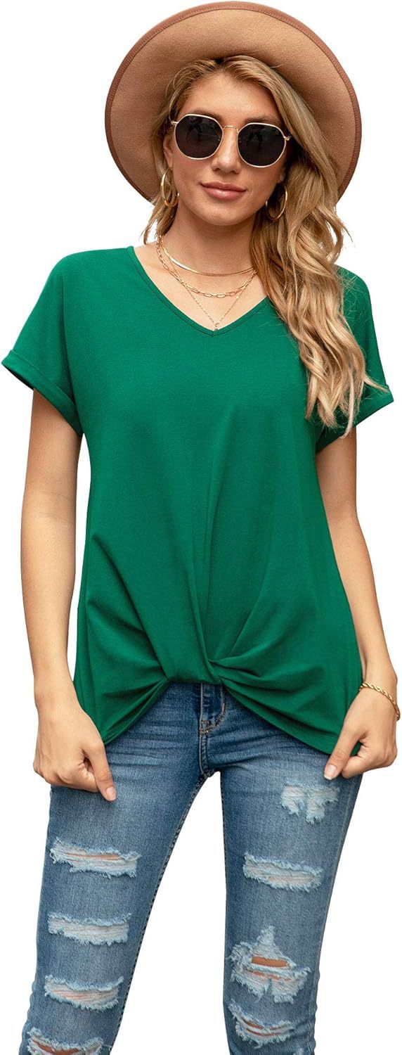 Women's Knot V-Neck Casual Top Ivyshape