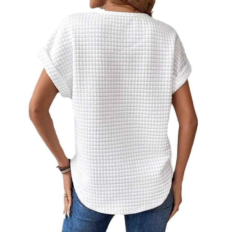Women's fashionable short-sleeve top in modern textured design Ivyshape